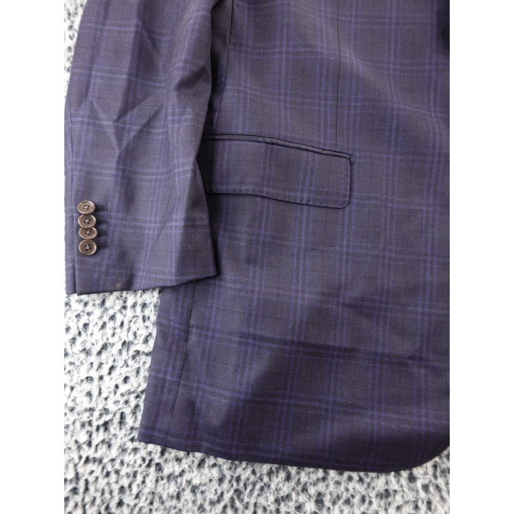 Bespoke 44 L Loro Piana " 4 Seasons " Super 130's Navy Blue Double Windowpane - Picture 5 of 16